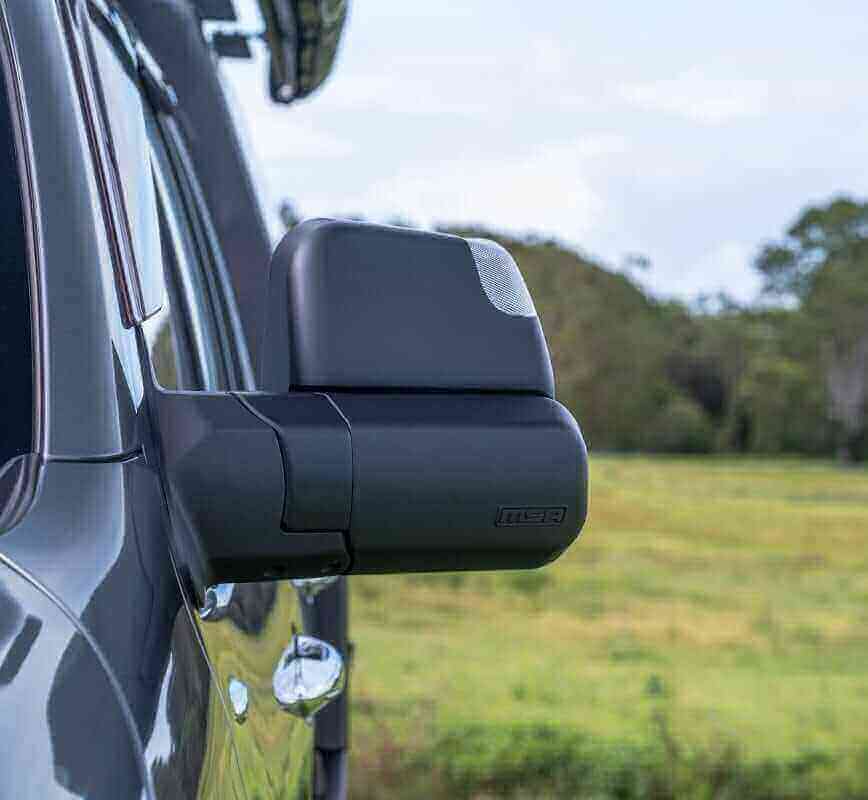 MSA 4x4 Towing mirrors to suit - MITSUBISHI PAJERO SPORT 2015-2024, BLACK, ELECTRIC, INDICATORS, BSM