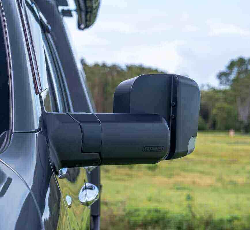 MSA 4x4 Towing Mirrors - FORD RANGER, 2012-05/2022. BLACK, ELECTRIC, HEATED, INDICATORS, POWERFOLD