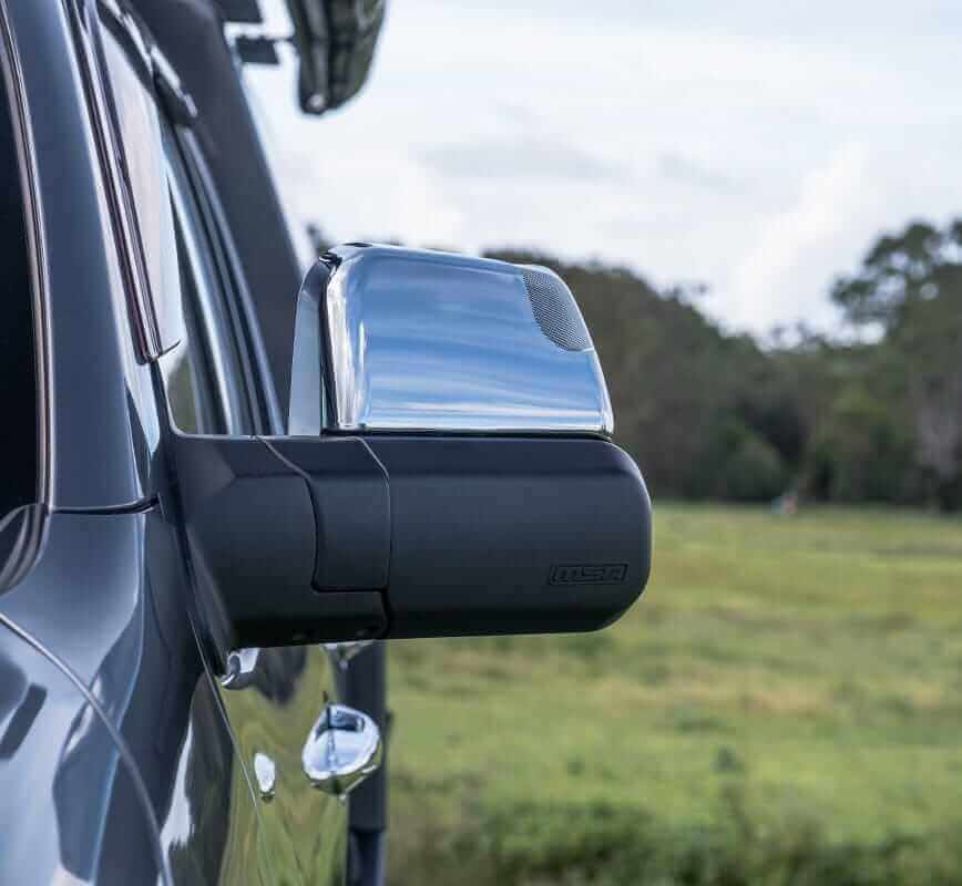 MSA 4x4 Towing mirrors to suit - Mazda BT50 10/2011-10/2020, Chrome, Electric, Heated, Indicators