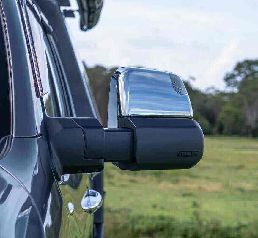 MSA 4x4 Towing Mirrors - FORD RANGER, 2012-05/2022. CHROME, ELECTRIC, HEATED, INDICATORS, POWERFOLD