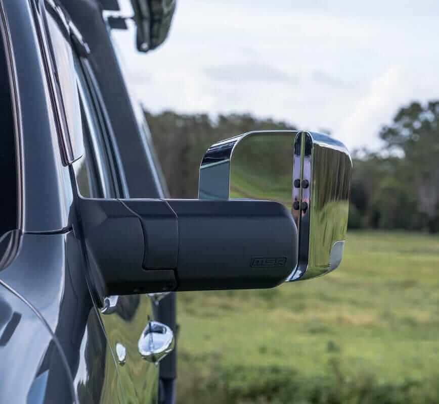 MSA 4x4 Towing Mirrors - FORD EVEREST--2015-MAY 2022. CHROME, ELECTRIC, INDICATORS, POWERFOLD
